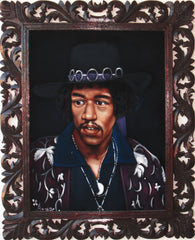 Jimi Hendrix Portrait,  Original Oil Painting on Black Velvet by Alfredo Rodriguez "ARGO" - #A137