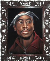 Tupac Shakur Portrait , Original Oil Painting on Black Velvet by Alfredo Rodriguez "ARGO" - #A138