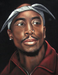 Tupac Shakur Portrait , Original Oil Painting on Black Velvet by Alfredo Rodriguez "ARGO" - #A138