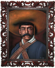 Emiliano Zapata Salazar Mexican Revolution Original Oil Painting on Black Velvet by Alfredo Rodriguez "ARGO"  - #A13