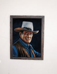 John Wayne Portrait,  Original Oil Painting on Black Velvet by Alfredo Rodriguez "ARGO" - #A140