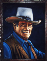John Wayne Portrait,  Original Oil Painting on Black Velvet by Alfredo Rodriguez "ARGO" - #A140