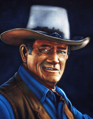 John Wayne Portrait,  Original Oil Painting on Black Velvet by Alfredo Rodriguez "ARGO" - #A140