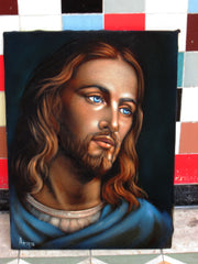 Jesus Christ Portrait,  Original Oil Painting on Black Velvet by Alfredo Rodriguez "ARGO" - #A141