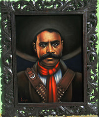 Emiliano Zapata Portrait,  Original Oil Painting on Black Velvet by Alfredo Rodriguez "ARGO" - #A142