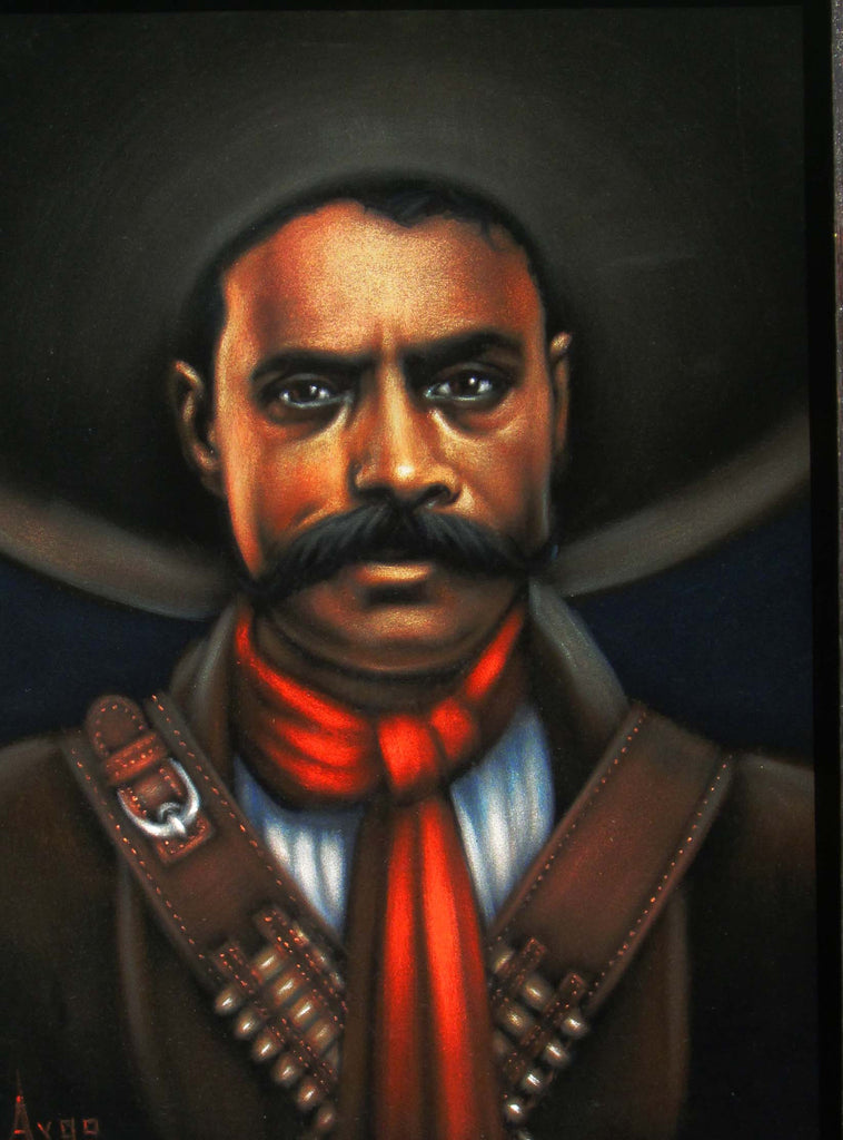 Emiliano Zapata Portrait,  Original Oil Painting on Black Velvet by Alfredo Rodriguez "ARGO" - #A142