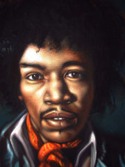 Jimi Hendrix Portrait,  Original Oil Painting on Black Velvet by Alfredo Rodriguez "ARGO" - #A146