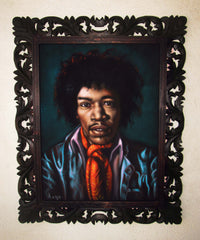 Jimi Hendrix Portrait,  Original Oil Painting on Black Velvet by Alfredo Rodriguez "ARGO" - #A146