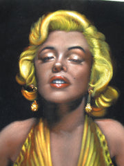 Marilyn Monroe Portrait, Original Oil Painting on Black Velvet by Alfredo Rodriguez "ARGO" - #A148