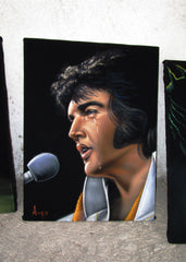 Elvis Presley Portrait , Original Oil Painting on Black Velvet by Alfredo Rodriguez "ARGO" - #A157