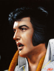 Elvis Presley Portrait , Original Oil Painting on Black Velvet by Alfredo Rodriguez "ARGO" - #A159