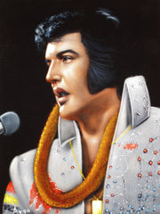 Elvis Presley Portrait , Original Oil Painting on Black Velvet by Alfredo Rodriguez "ARGO" - #A159