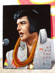Elvis Presley Portrait , Original Oil Painting on Black Velvet by Alfredo Rodriguez "ARGO" - #A159