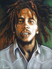 Bob Marley Portrait, Original Oil Painting on Black Velvet by Alfredo Rodriguez "ARGO" - #A160