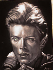 David Bowie Portrait, Original Oil Painting on Black Velvet by Alfredo Rodriguez "ARGO" - #A166