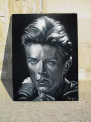 David Bowie Portrait,  Original Oil Painting on Black Velvet by Alfredo Rodriguez "ARGO" - #A166