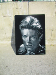 David Bowie Portrait, Original Oil Painting on Black Velvet by Alfredo Rodriguez "ARGO" - #A166