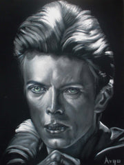 David Bowie Portrait,  Original Oil Painting on Black Velvet by Alfredo Rodriguez "ARGO" - #A166