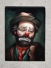Emmett Kelly Portrait, Original Oil Painting on Black Velvet by Alfredo Rodriguez "ARGO" - #A168