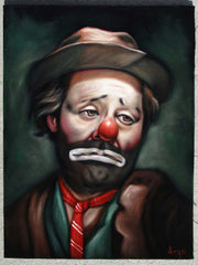 Emmett Kelly Portrait, Original Oil Painting on Black Velvet by Alfredo Rodriguez "ARGO" - #A168