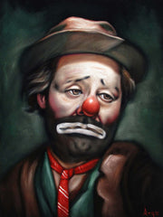 Emmett Kelly Portrait, Original Oil Painting on Black Velvet by Alfredo Rodriguez "ARGO" - #A168