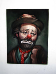 Emmett Kelly Portrait, Original Oil Painting on Black Velvet by Alfredo Rodriguez "ARGO" - #A168