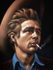 James Dean Portrait, Original Oil Painting on Black Velvet by Alfredo Rodriguez "ARGO" - #A169