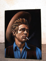 James Dean Portrait, Original Oil Painting on Black Velvet by Alfredo Rodriguez "ARGO" - #A169