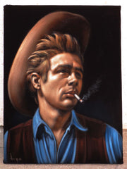 James Dean Portrait, Original Oil Painting on Black Velvet by Alfredo Rodriguez "ARGO" - #A169