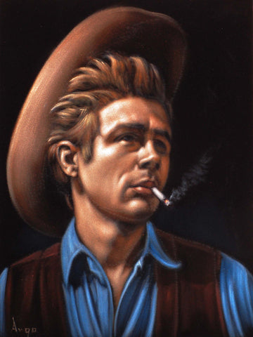 James Dean Portrait, Original Oil Painting on Black Velvet by Alfredo Rodriguez "ARGO" - #A169
