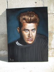James Dean Portrait,  Original Oil Painting on Black Velvet by Alfredo Rodriguez "ARGO"  - #A171