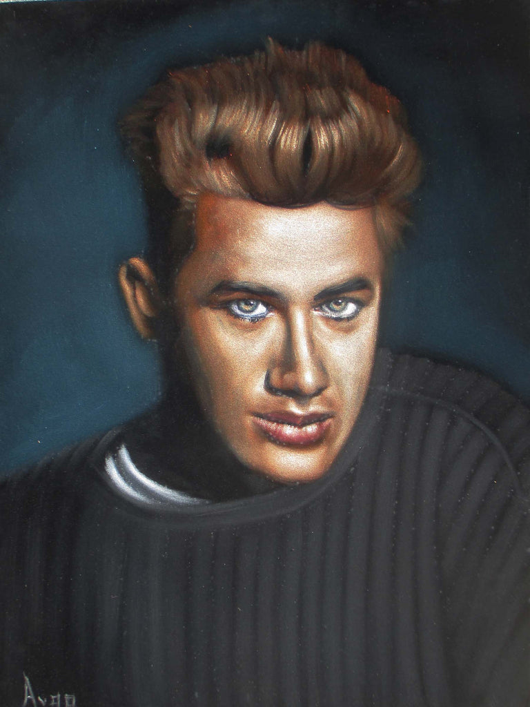 James Dean Portrait,  Original Oil Painting on Black Velvet by Alfredo Rodriguez "ARGO"  - #A171