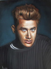 James Dean Portrait,  Original Oil Painting on Black Velvet by Alfredo Rodriguez "ARGO"  - #A171