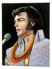 Elvis Presley Portrait , Original Oil Painting on Black Velvet by Alfredo Rodriguez "ARGO" - #A320