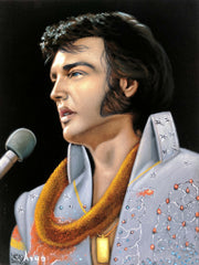 Elvis Presley Portrait , Original Oil Painting on Black Velvet by Alfredo Rodriguez "ARGO" - #A320