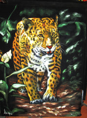 Leopard, Panther, cougar, puma,  Original Oil Painting on Black Velvet by Alfredo Rodriguez "ARGO"  - #A41
