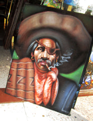 Bandit, Mexican Bandito, Original Oil Painting on Black Velvet by Alfredo Rodriguez "ARGO" - #A47