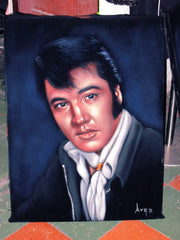 Elvis Presley Portrait , Original Oil Painting on Black Velvet by Alfredo Rodriguez "ARGO" - #A50