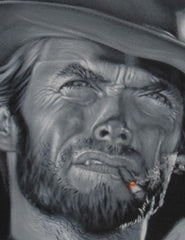Clint Eastwood Spaghetti Western,  Original Oil Painting on Black Velvet by Alfredo Rodriguez "ARGO"  - #A55
