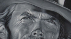 Clint Eastwood Spaghetti Western,  Original Oil Painting on Black Velvet by Alfredo Rodriguez "ARGO"  - #A55