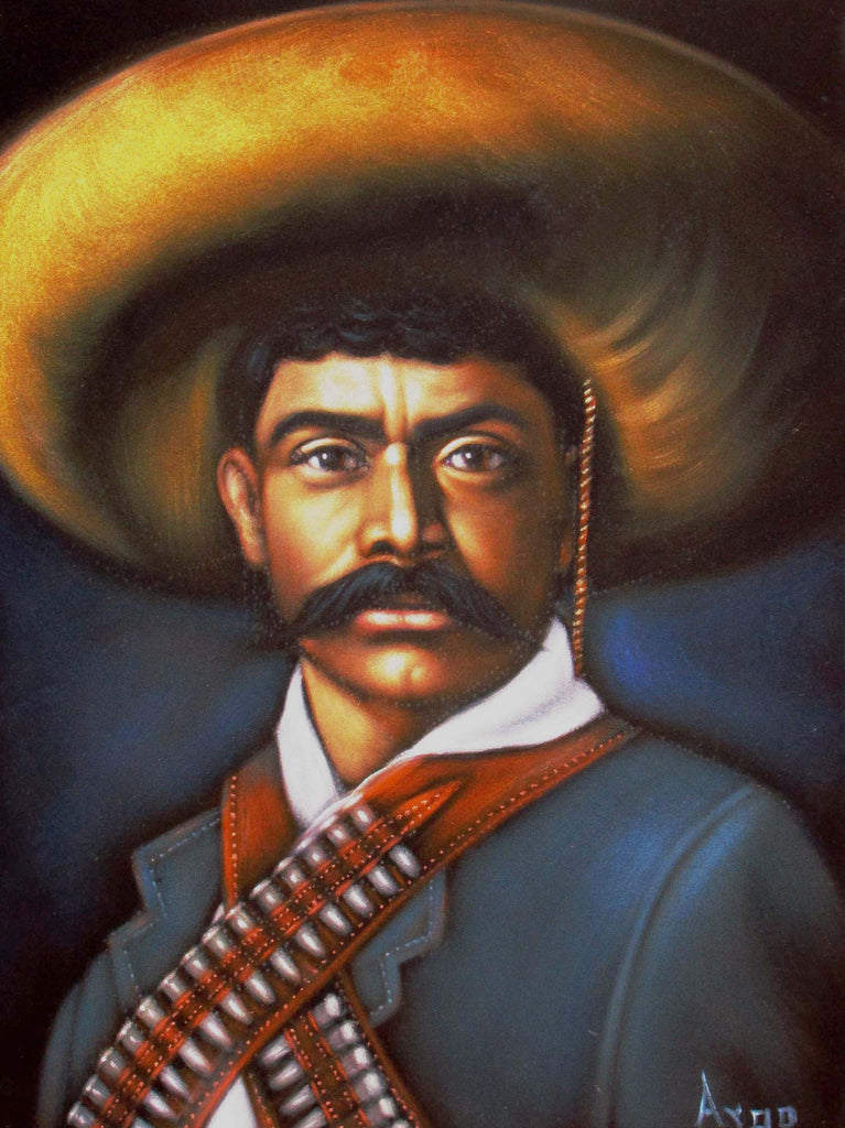 Emiliano Zapata Salazar Mexican Revolution Original Oil Painting on Black Velvet by Alfredo Rodriguez "ARGO"  - #A58
