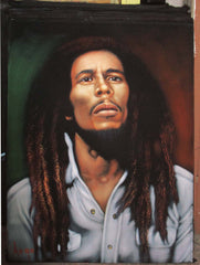 Bob Marley Legend Portrait, Original Oil Painting on Black Velvet by Alfredo Rodriguez "ARGO" - #A60