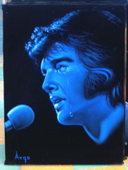 Elvis Presley Portrait , Blue version, Original Oil Painting on Black Velvet by Alfredo Rodriguez "ARGO" - #A61