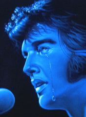 Elvis Presley Portrait , Blue version, Original Oil Painting on Black Velvet by Alfredo Rodriguez "ARGO" - #A61