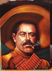 Pancho Villa  Mexican Revolution Original Oil Painting on Black Velvet by Alfredo Rodriguez "ARGO"  - #A62
