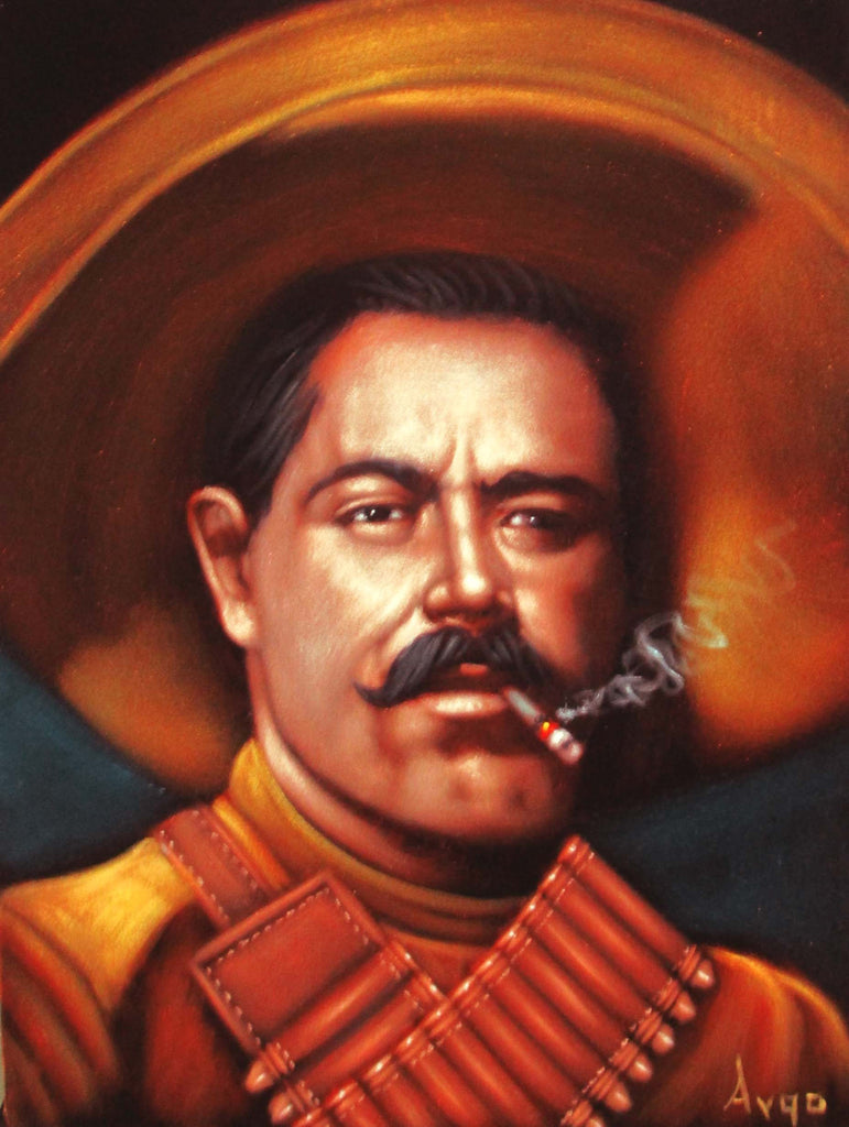 Pancho Villa  Mexican Revolution Original Oil Painting on Black Velvet by Alfredo Rodriguez "ARGO"  - #A62
