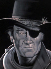 John Wayne Portrait,  Original Oil Painting on Black Velvet by Alfredo Rodriguez "ARGO" - #A63