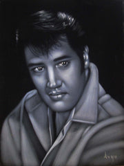 Elvis Presley Portrait , Original Oil Painting on Black Velvet by Alfredo Rodriguez "ARGO" - #A64