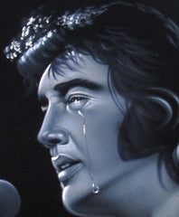 Elvis Presley Portrait , Original Oil Painting on Black Velvet by Alfredo Rodriguez "ARGO" - #A65
