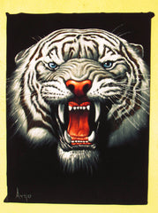Tiger Head, White Tiger,  Original Oil Painting on Black Velvet by Alfredo Rodriguez "ARGO"  - #A66